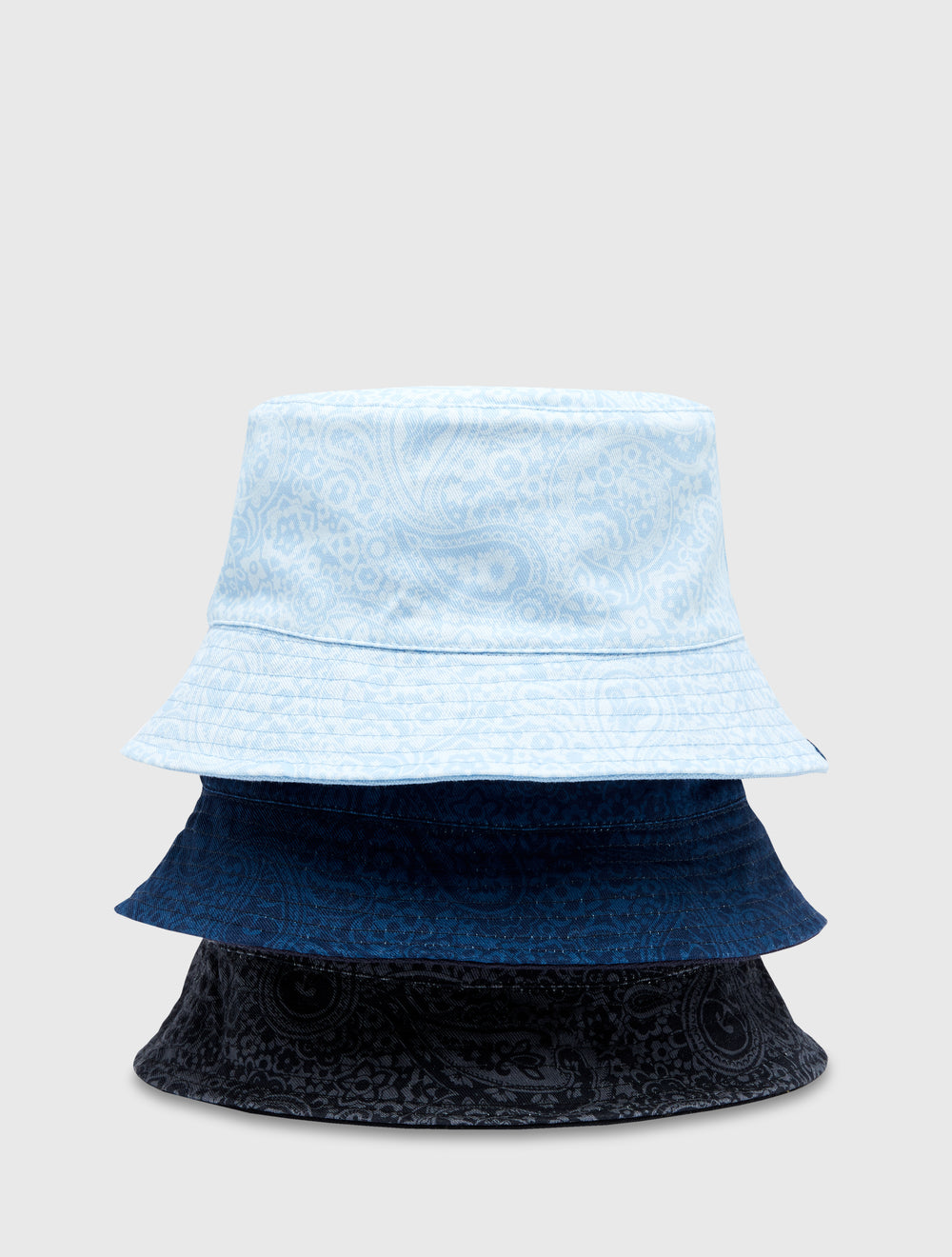 Light Blue Tonal Paisley Reversible Bucket Hat