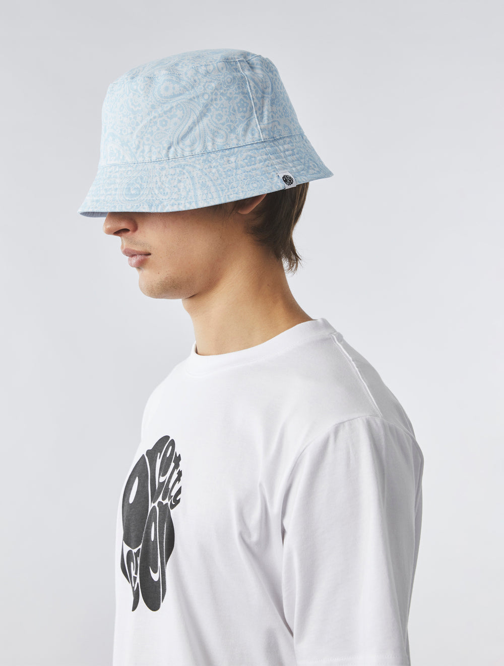 Light Blue Tonal Paisley Reversible Bucket Hat