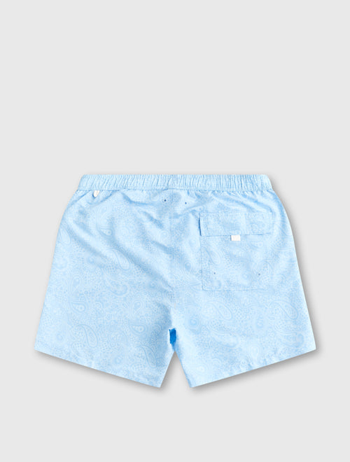 Light Blue Tonal Paisley Swim Short