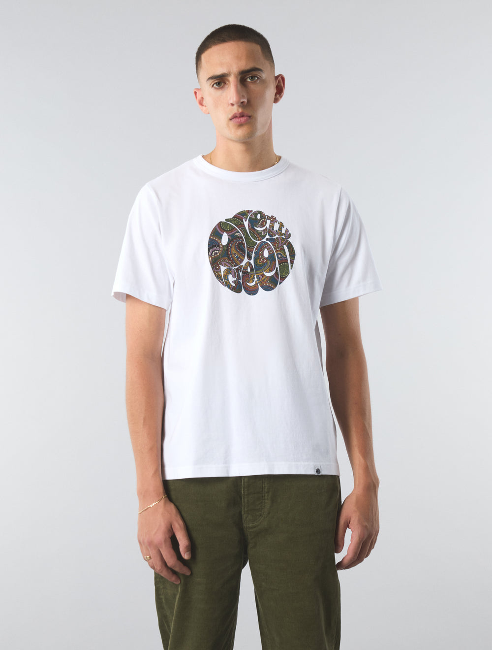 White 15th Anniversary Paisley Logo T-shirt