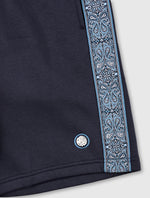 Navy Eclipse Paisley Tape Sweat Shorts
