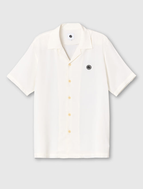 White Islington Cuban Collar Short Sleeve Shirt