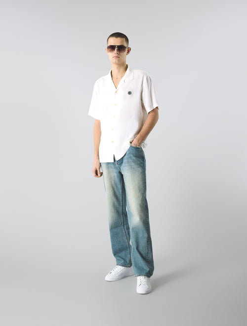 White Islington Cuban Collar Short Sleeve Shirt
