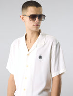 White Islington Cuban Collar Short Sleeve Shirt