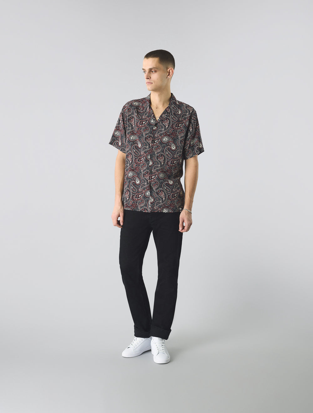 Black Feltham Paisley Short Sleeve Shirt