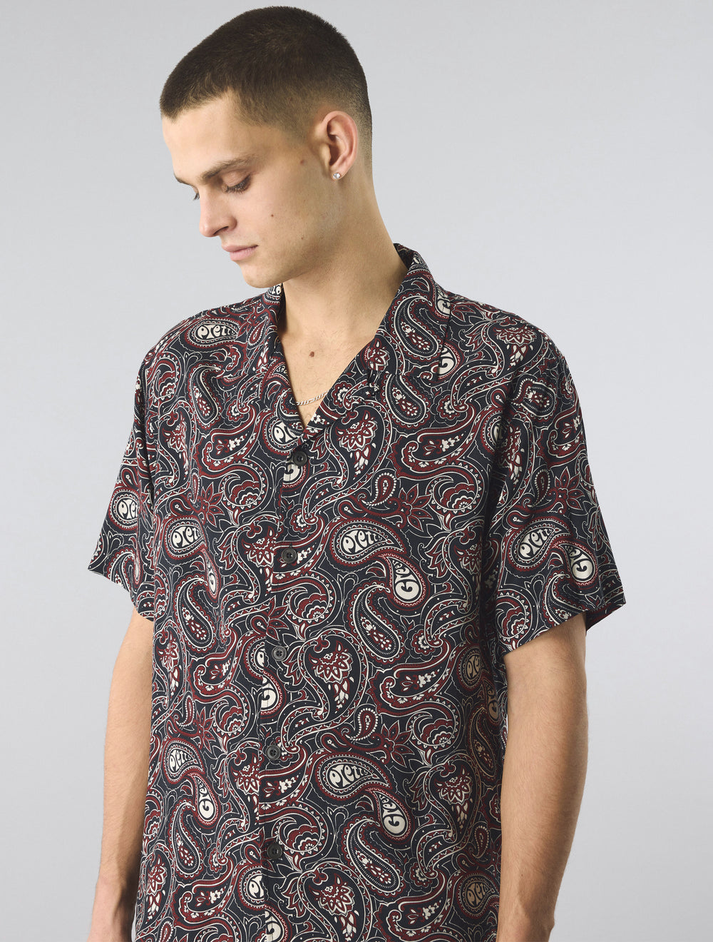 Black Feltham Paisley Short Sleeve Shirt