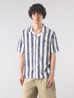 Navy Marshall Stripe Paisley Short Sleeve Shirt