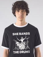 Black She Bangs The Drums Graphic T-Shirt