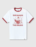 White She Bangs The Drums Graphic T-Shirt