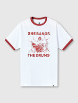 White She Bangs The Drums Graphic T-Shirt