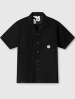 Black Stamford Cuban Collar Short Sleeve Shirt