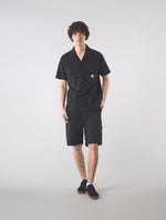 Black Stamford Cuban Collar Short Sleeve Shirt