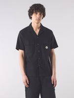 Black Stamford Cuban Collar Short Sleeve Shirt