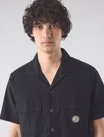 Black Stamford Cuban Collar Short Sleeve Shirt