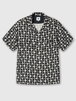 Black Bauhaus Cuban Collar Short Sleeve Shirt