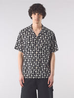 Black Bauhaus Cuban Collar Short Sleeve Shirt
