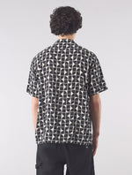 Black Bauhaus Cuban Collar Short Sleeve Shirt