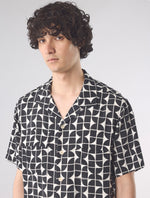 Black Bauhaus Cuban Collar Short Sleeve Shirt