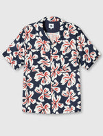 Navy Longford Cuban Collar Short Sleeve Shirt