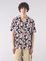 Navy Longford Cuban Collar Short Sleeve Shirt