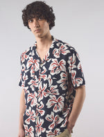 Navy Longford Cuban Collar Short Sleeve Shirt