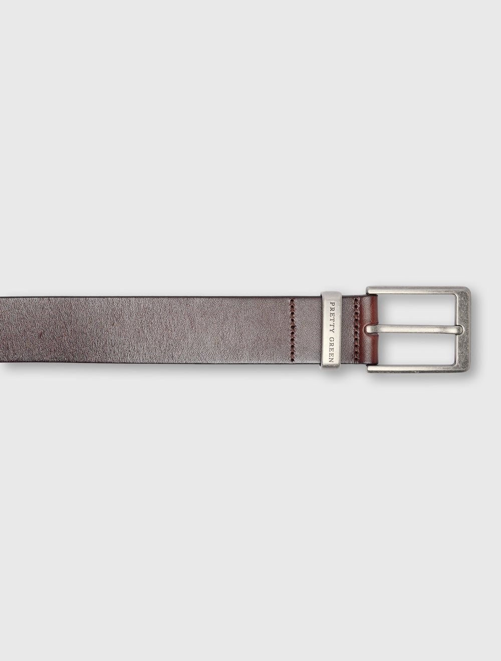 Brown Branded Keeper Flat Leather Belt