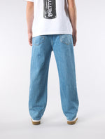 Blue Parthian Straight Fit Laser Etched Paisley Jeans