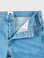 Blue Parthian Straight Fit Laser Etched Paisley Jeans