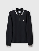 Black Garswood Long Sleeve Zip Polo
