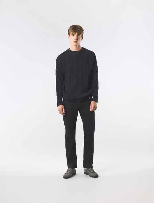 Black Marylebone Paisley Cable Knit Jumper