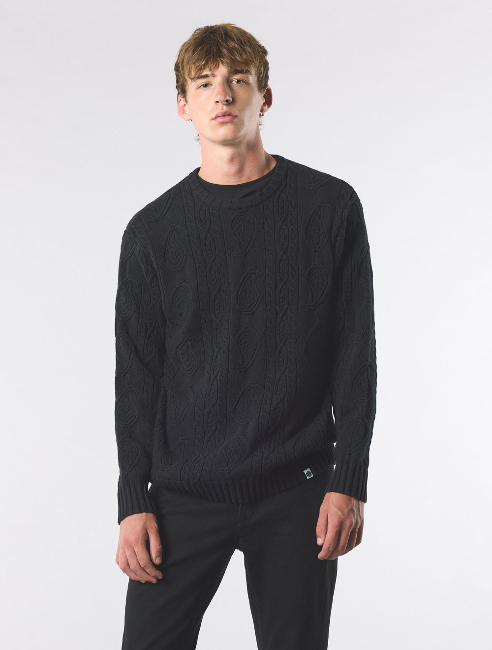 Black Marylebone Paisley Cable Knit Jumper