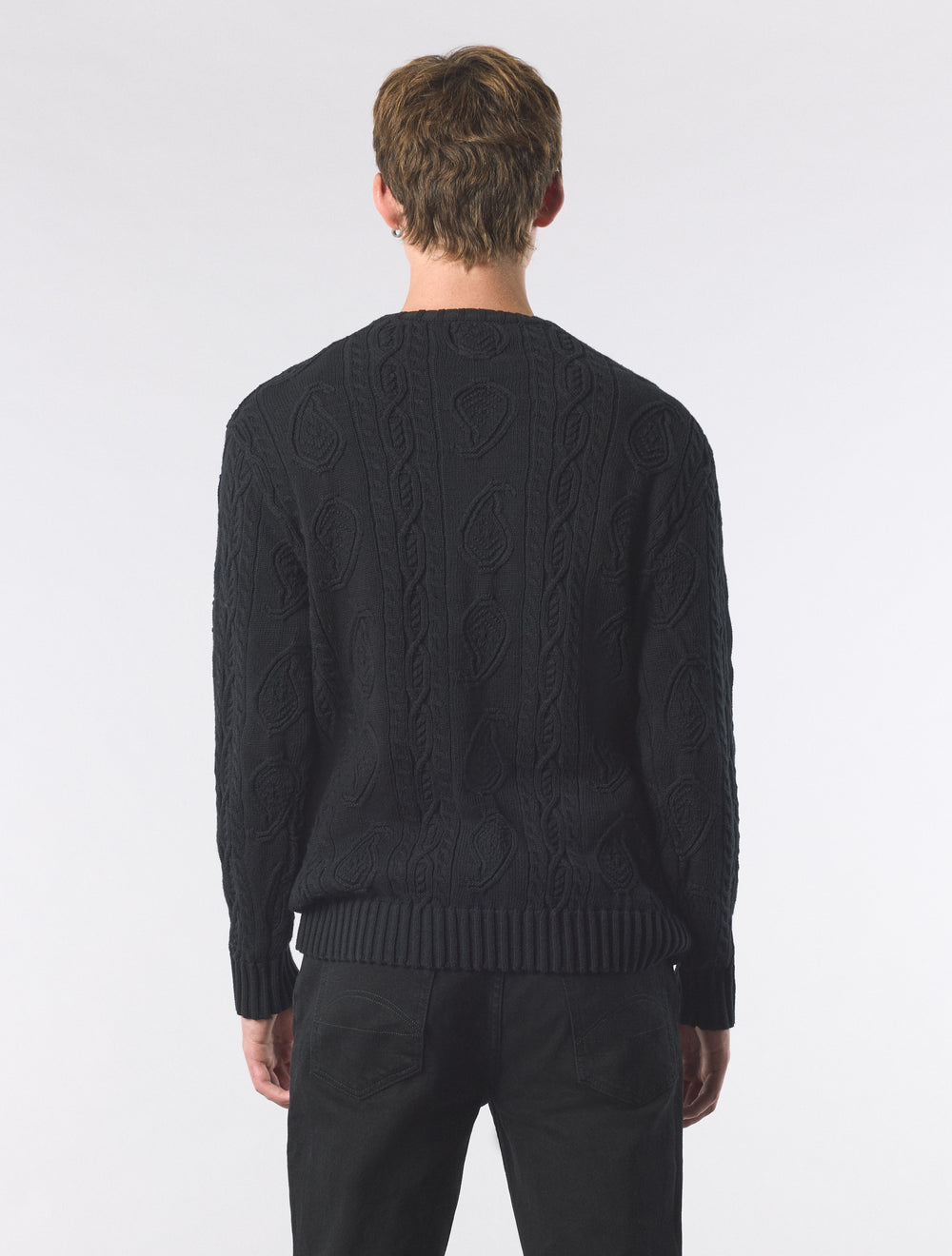 Black Marylebone Paisley Cable Knit Jumper