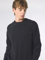 Black Marylebone Paisley Cable Knit Jumper