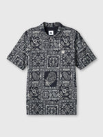 Black Patchwork Paisley Zip Polo