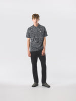 Black Patchwork Paisley Zip Polo