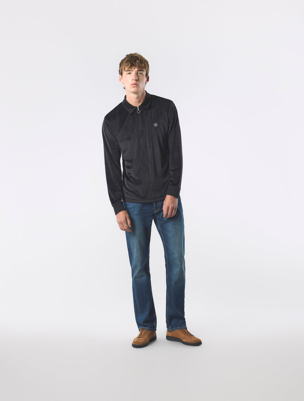 Black Kennedy Velour Polo