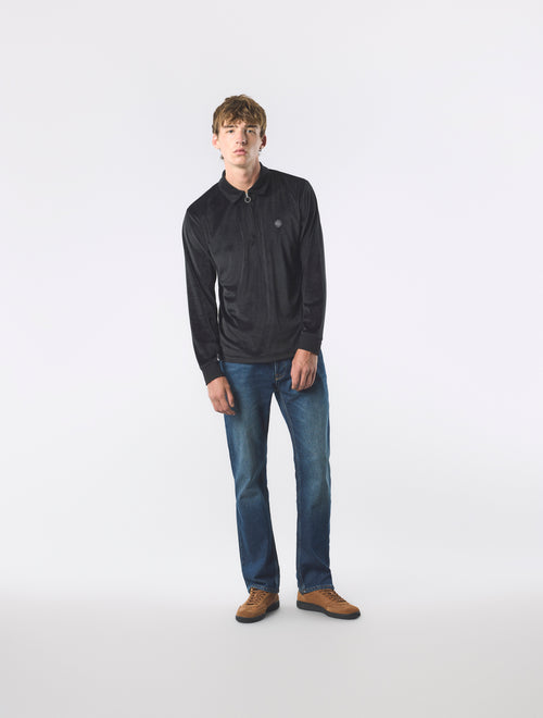 Black Kennedy Velour Polo