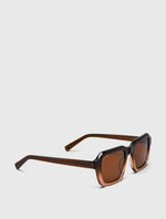 Brown Acetate Angled Chunky Square Sunglasses