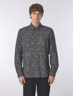 Black Rave On Linear Paisley Shirt