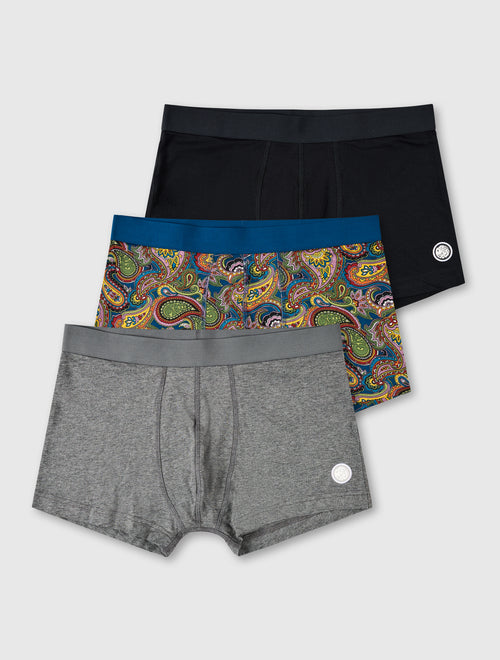 Grey 3 Pack House Paisley Boxers