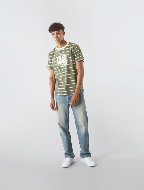 Khaki Capella Stripe Logo T-shirt