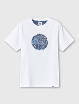 White Mens Paisley Applique Logo T-shirt