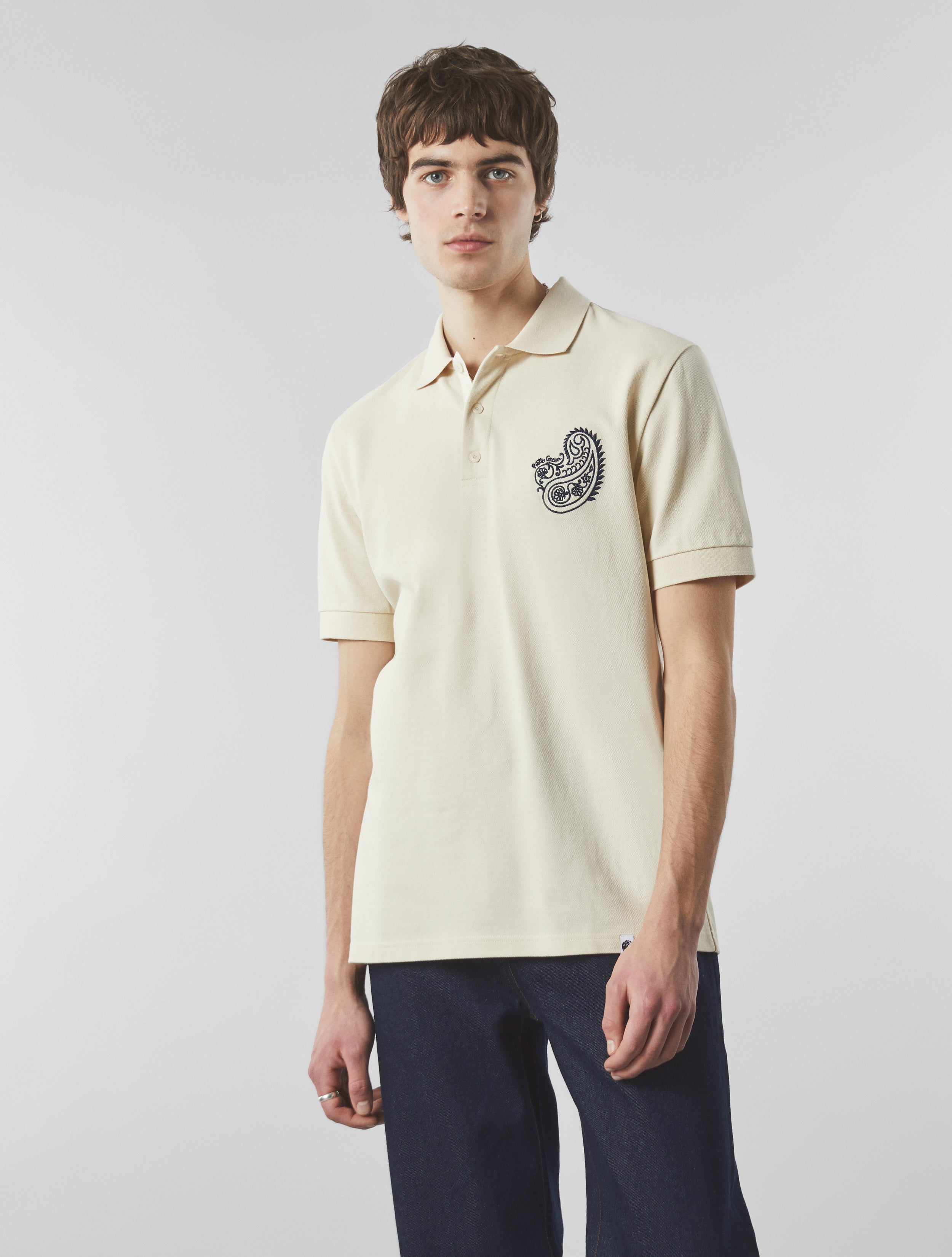 【STONE 】2000s Unique Polo Shirt Stone Bay Paisley Embroidered Polo – Pretty Green Store