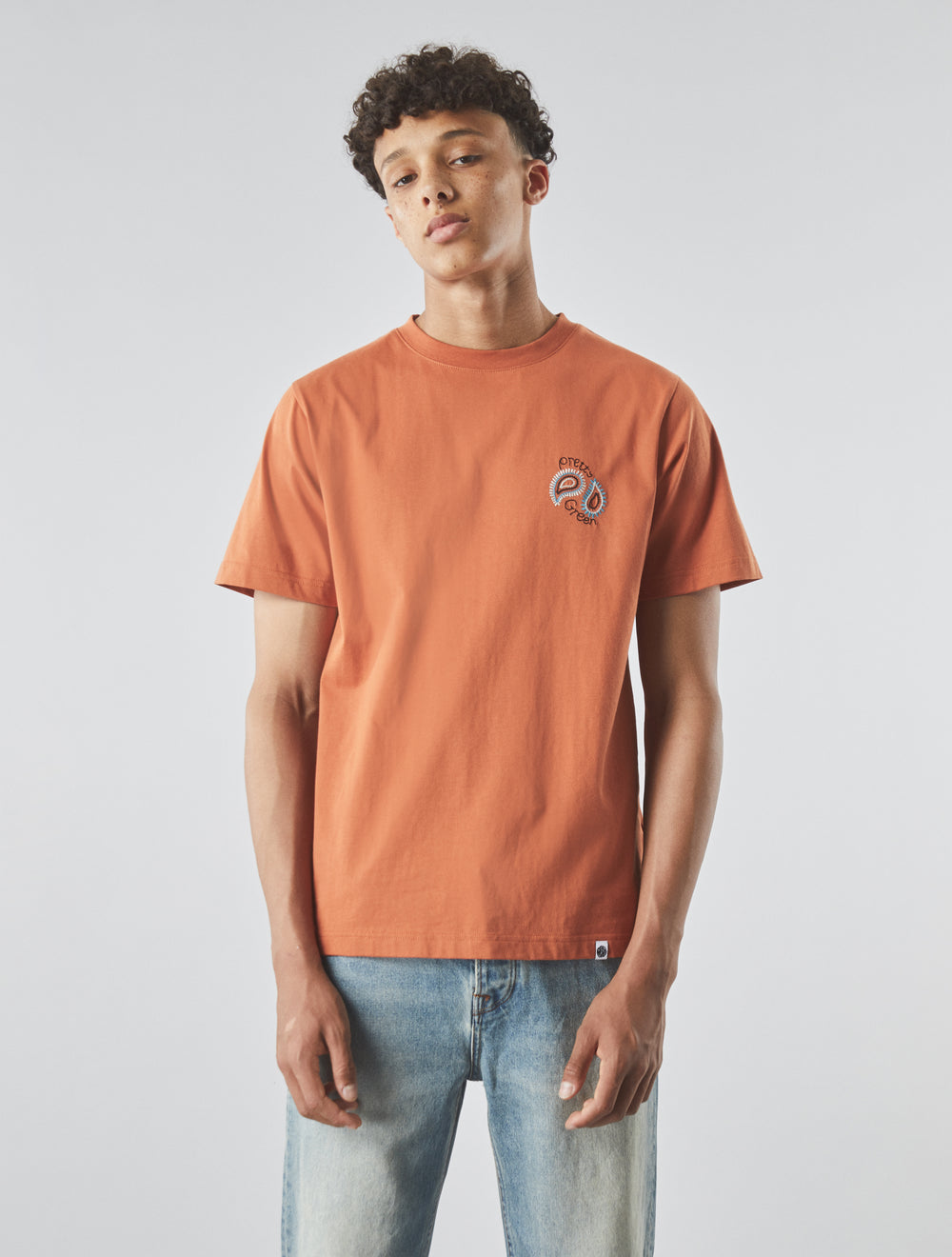 Orange Wonderwall Paisley Motif T-shirt