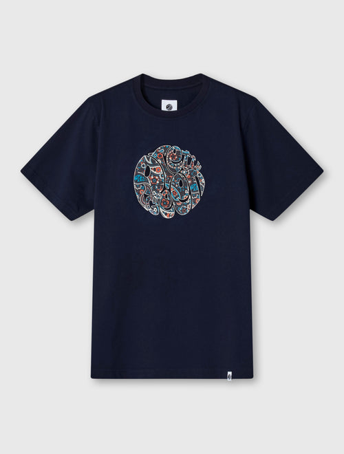 Navy Wonderwall Paisley Logo T-shirt