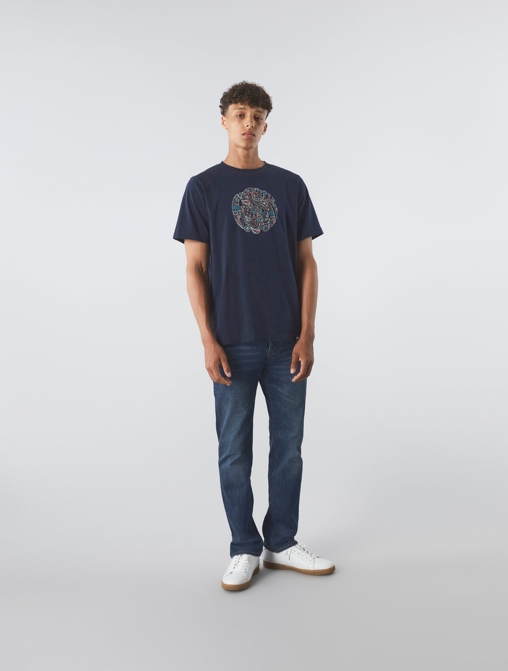 Navy Wonderwall Paisley Logo T-shirt