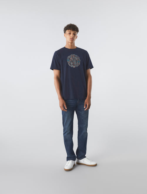 Navy Wonderwall Paisley Logo T-shirt