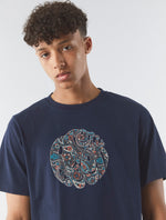 Navy Wonderwall Paisley Logo T-shirt