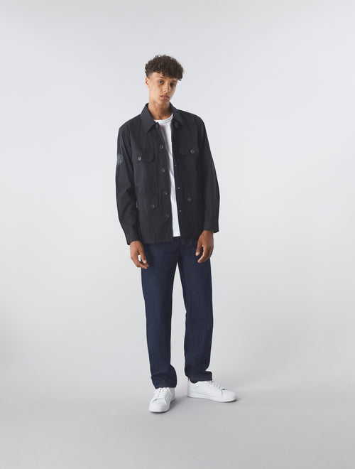 Black Felps Garment Dyed Overshirt