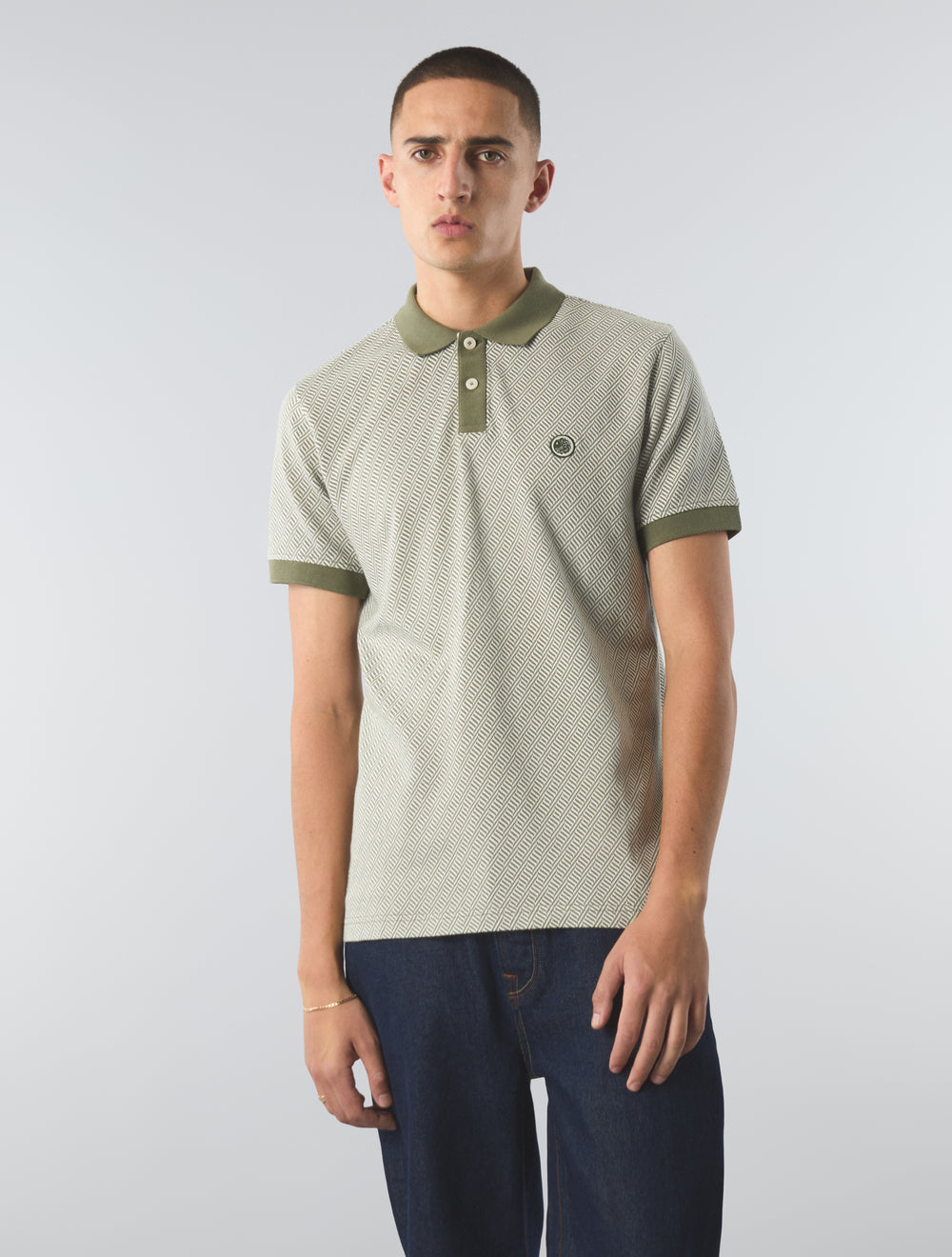 Khaki Travis Jacquard Polo